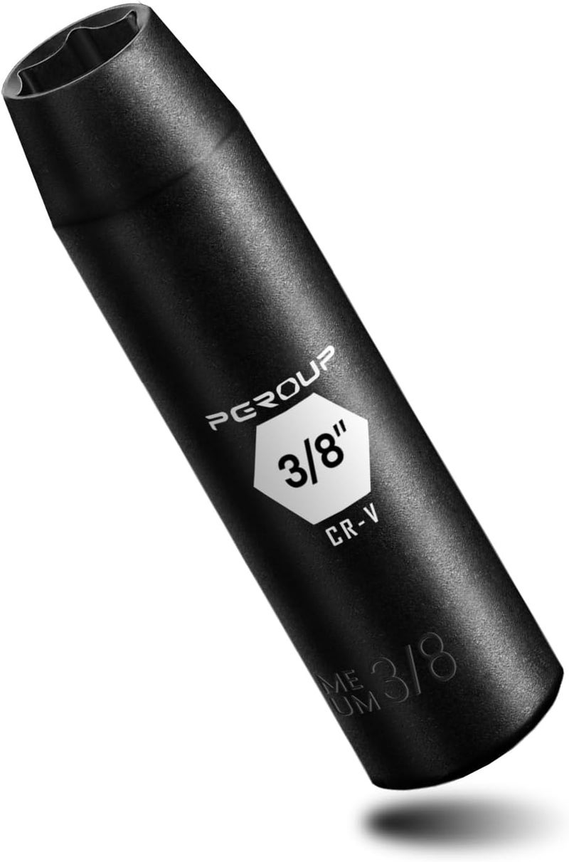 pgroup 3/8” Drive Deep Impact Socket, SAE(3/8 Inch socket), 6-Point, Cr-V Steel With Black Manganese Phosphate Coating - Image 1